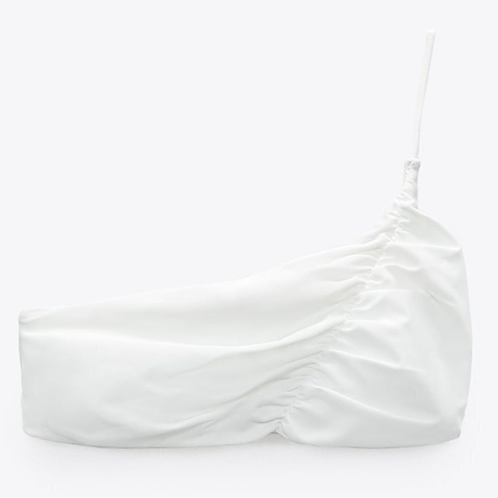 ZARA WHITE ASYMMETRIC BIKINI TOP